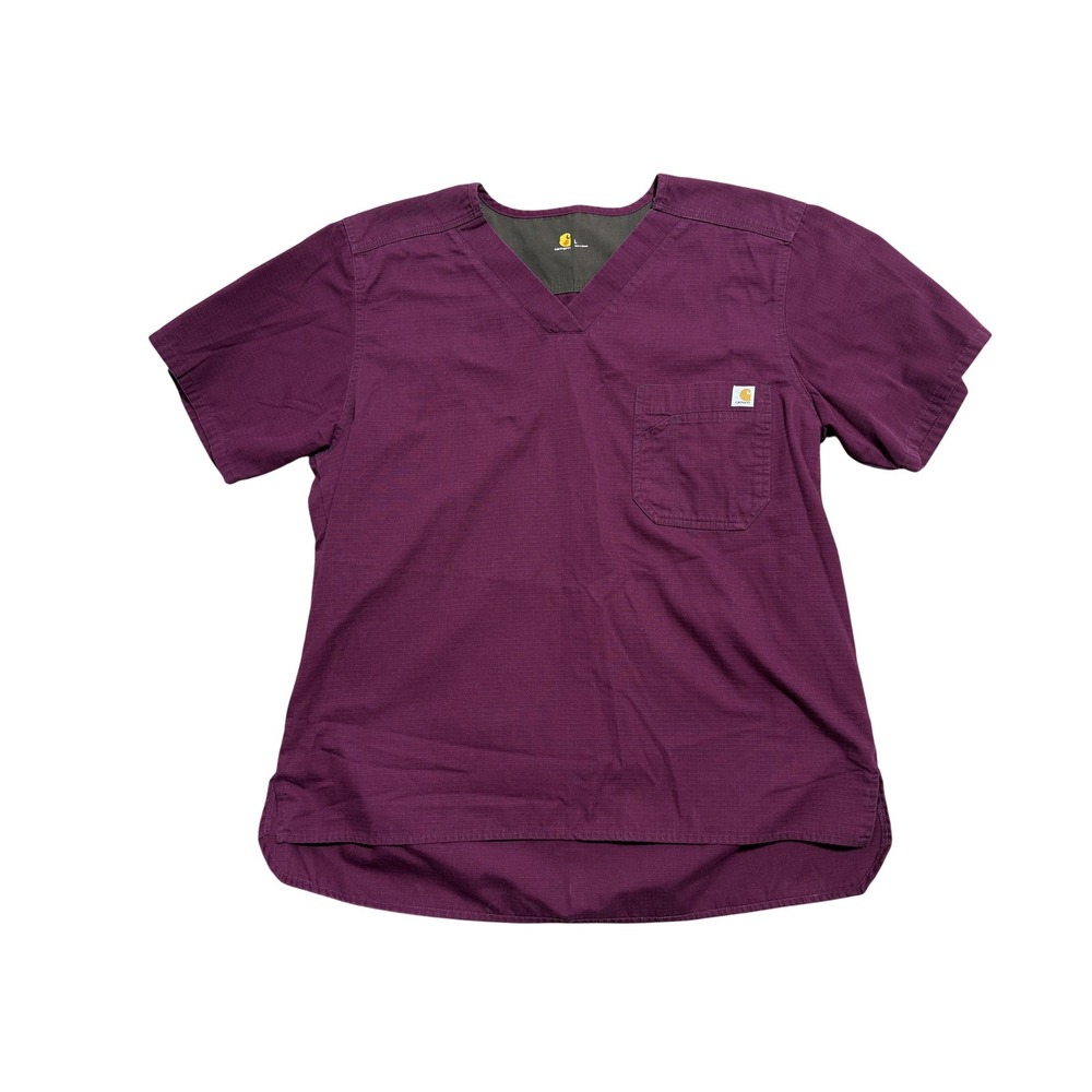 Carhartt Scrub Shirt Mens Large Purple Ripstop V Neck Pocket Medical Topβ